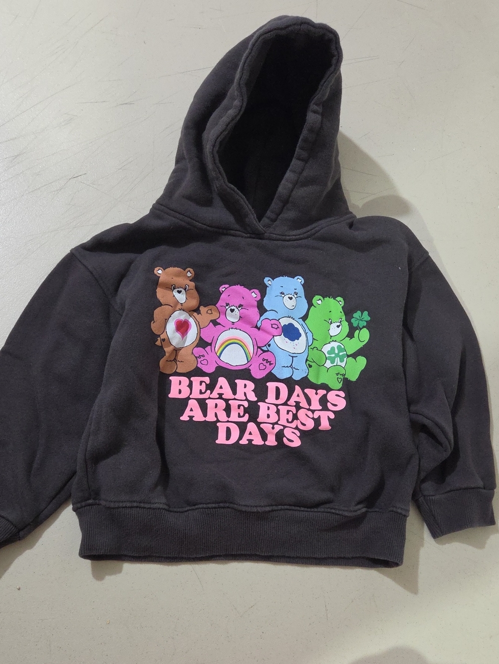 Zara Black Hoodie with Colorful Bear Graphic